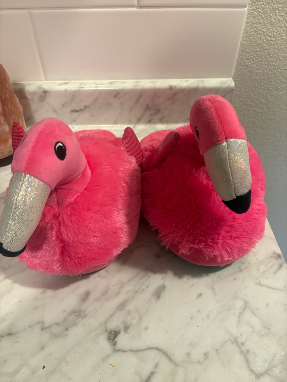 Women’s Plush Flamingo Slippers - Pink